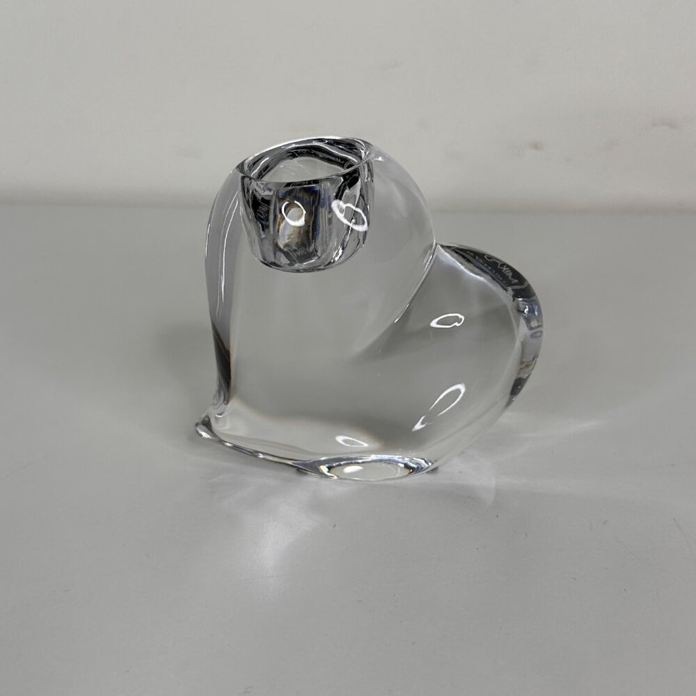 Mikasa Lead Crystal Heart Candle Holder 3" Clear Glass Decorative